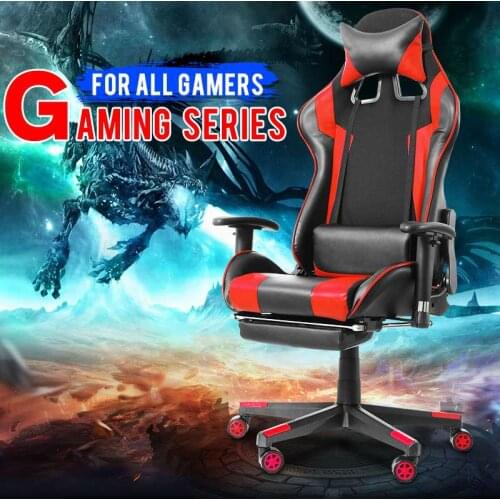 Office Chair Adjustable Armrests High-Back PU Leather Laptop Desk Chair Gaming Armchair with Footrest for Home Office Furniture