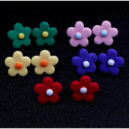Wholesale New Earing Fashion Candy Color Flower Drop Earrings for Women Brincos Small Earring 2020 Irregular Korean Girl Jewelry