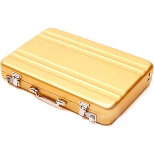 Fashion Accessories Organizer Portable Storage Gift Solid Suitcase Shaped Aluminum Mini Business Card Holder