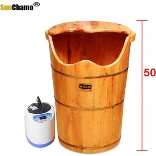 High Steam Machine Steam Foot Bath Barrel Fumigation Barrel Thickened Heated Foot Tub Solid Wood Footbath Foot Pedicure Massage