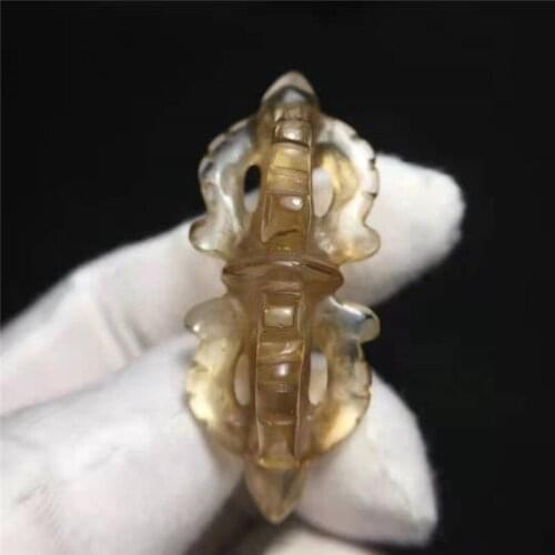 Natural Crystal Stone Varjra Pestle Size:49mm*21mm Folk collections Ornaments