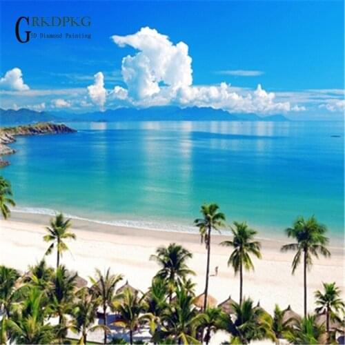 Beach scenery gift 5d diamond painting full square diamond embroidery Cross stitch pictures of rhinestones Wedding decoration