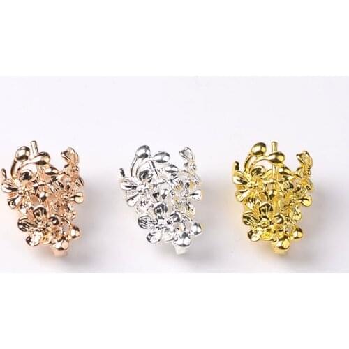 20pcs 13*20mm Metal Pure Copper Bead Cap Base Flowers Tray Hollow Out Charm For Jewelry Making