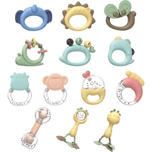 Rattle Toys 0-12 Months Jingle Shaking Bell Infant Toys for Newborns Baby Rattles Teether Grip Handbell Toddler Toys Gift