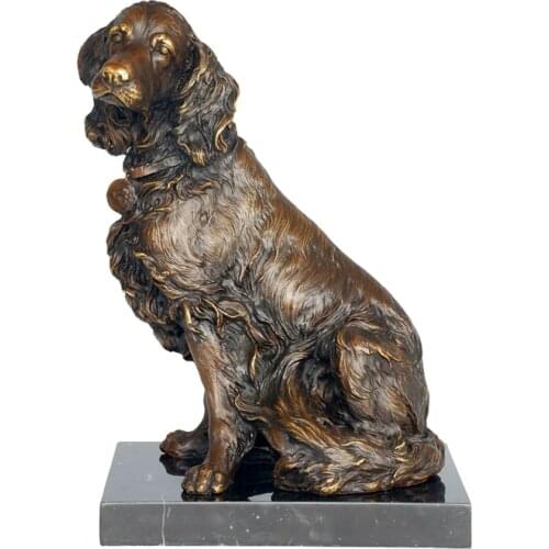 Pet Dog Sculpture Statue Bronze Animal Figurine Delicate Work of Art for Living Room Children Room Decor Ornament