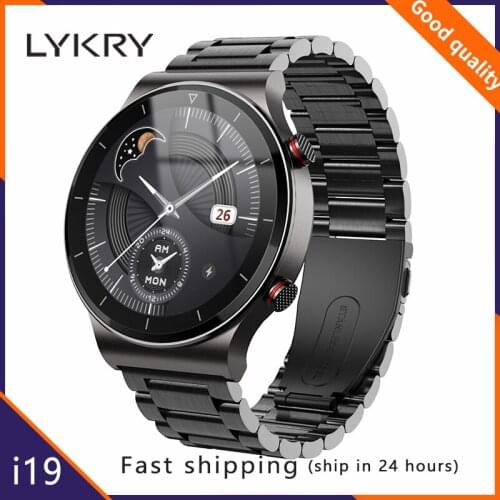 LYKRY I19 Music Smart Watch Men 1.3inch Screen Bluetooth Call Mens Watches Wristband 128MB for Music Fitness Tracker pk GT2 Pro
