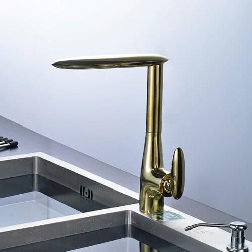 Kitchen Faucets Black/Gold Brass Kitchen Sink Faucet Swivel Kitchen Sink Mixer Taps Crane Faucet Hot and Cold Cocina Torneira