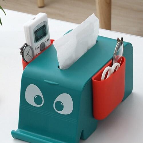 Tissue Napkin Holder Box with Phone Stand & Remote Control Cells Multifunctional Desktop Remote Organizer for Home Kitchen Re