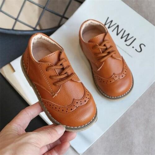 Spring autumn new children PU leather shoes boys girls single shoes cow muscle super soft sole girls leather shoes size 21 to 30