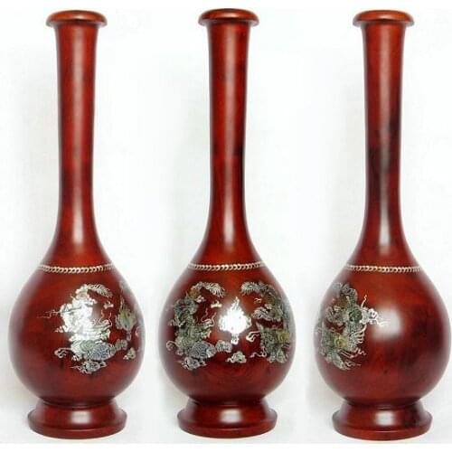 V century old mahogany crafts] oyster inlaid flower vase ornaments Feng Shui 60 cm long necked vase