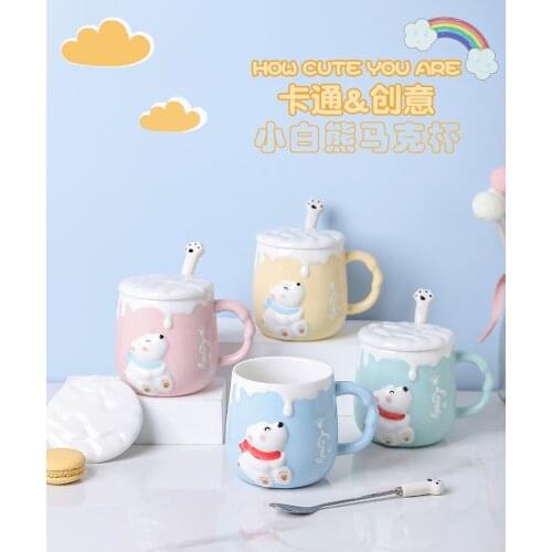 High value hand painted personalized mug with spoon ceramic cup girl lovers cup drinking water household milk cup coffee cup