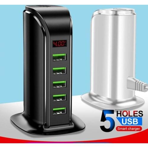5 Port USB Charger For Xiaomi LED Display Multi USB Charging Station Universal Phone For Apple Desktop Wall Home EU US UK Plug