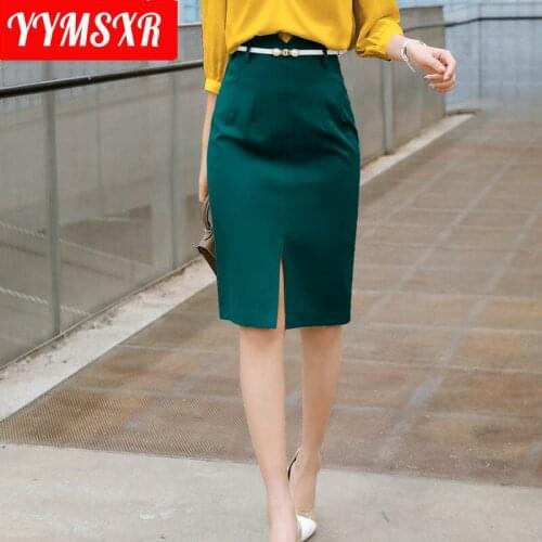 High Quality Womens Spring and Autumn Slim Skirt 2021 New Elegant Solid Color Office High Waist Skirt Female Plus Size