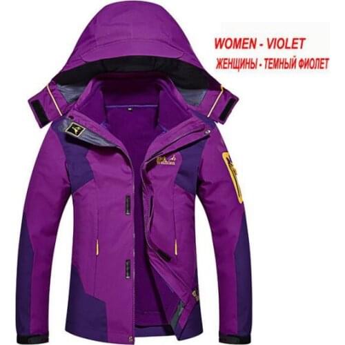 Womens Winter Outdoor Sport 2 in 1 Fleece Jackets Waterproof Thermal Hiking Camping Skiing Climbing Windbreaker Coats M-3XL