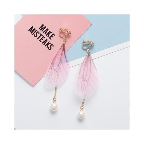 GRACE JUN Korea Style Flower Bow Butterfly Wing Cloud Star Heart Clip on Earrings Non Pierced for Women Charm Earrings Brincos