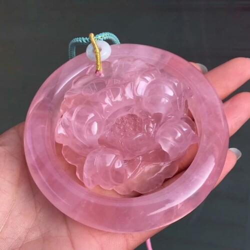 Genuine Natural Rose Quartz Pink Crystal Woman Bangle Beads Bracelet Mozambique Rose Quartz Bangle Inner Diameter 57mm AAAAAA