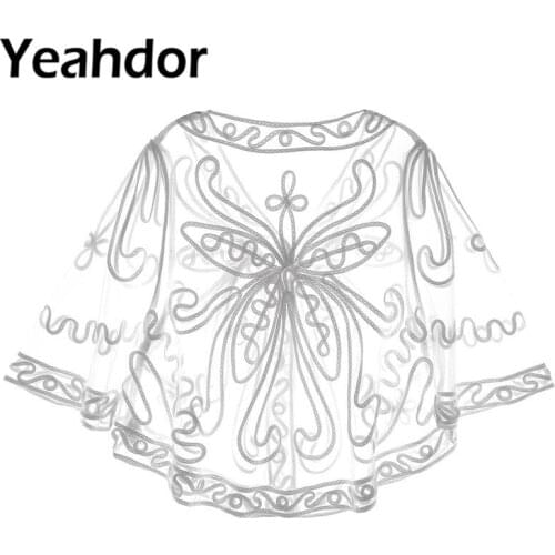 For Wedding Party Shawl Women Half Sleeves V Neck Sheer Floral Lace Embroidery Shrug Fashion Open Front Dress Cardigan Wrap 2019