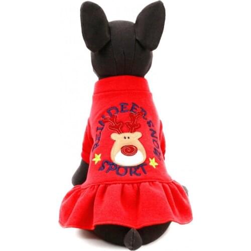 Winter Pet Teddy Dog Christmas Cartoon Elk Design Warm Soft Cotton Dress Clothes