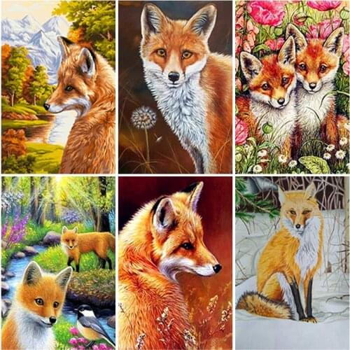 5D DIY Diamond Painting Animal Forest Diamond Embroidery Fox Full Square/Round Drill Mosaic Picture of Rhinestones Home Decor