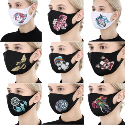 5D Diamond Painting Face mask DIY Color Diamond Decor mask Cross Stitch Kit Reusable Dustproof Mask Outdoor Face Protect Masque
