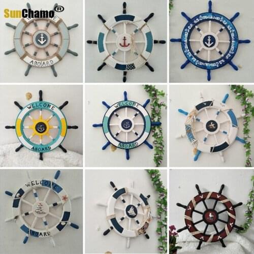 62cm Mediterranean Helmsman Decoration Creative Rudder Wooden Decoration Pendant Retro Wall Hanging Home Decoration