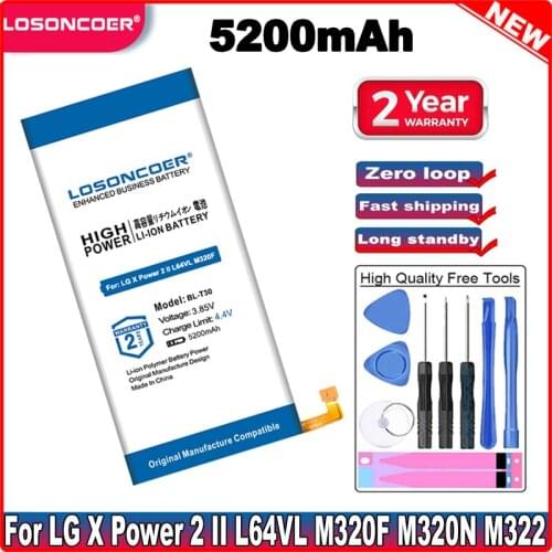 5200mAh BL-T30 Battery For LG X Power 2 II L64VL M320F M320N M322 L63BL K10 Power M320 M320DSN M320TV MLV7N M320 DSN Battery