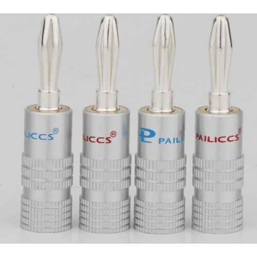 8pcs Hifi Audio paliccs Sliver Plated Video Speaker Copper Banana Plug Connector for Speaker Cable