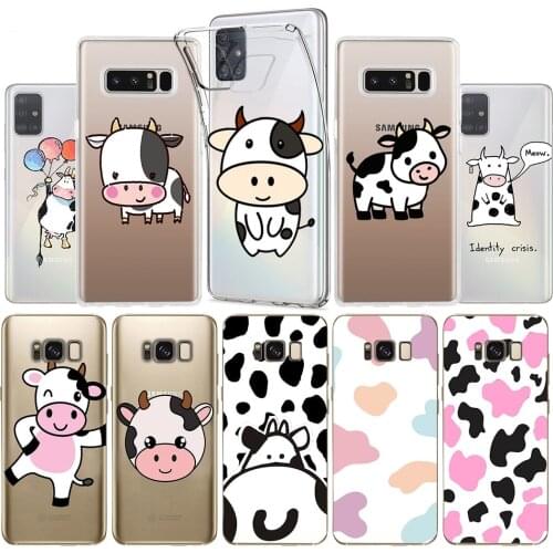Cute Phone Case for Samsung Galaxy A21S A32 A41 A52 A72 A71 A70 4G/5G S10 S20 S21 Plus Ultra Soft Shockproof Cover Cartoon Cow