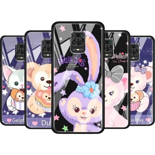 Duffy Disney Bear for Xiaomi Redmi Note 10 Pro Max 10S 9T 9S 9 8T 8 7 Pro 5G Luxury Tempered Glass Phone Case Cover