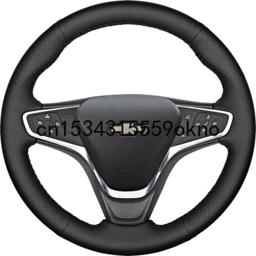 DIY Sew Customized Steering Wheel Cover For Chevrolet Equinox Black Leather Interior Accessories
