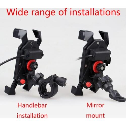 1pc Motorcycle Mobile phone Handlebar Mirror Mount Holder With USB Charger