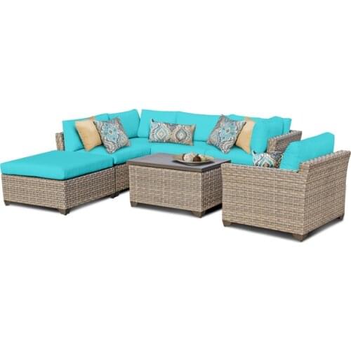Sofa Furniture 7 Piece Rattan Patio Corner Sofa Lounge Chair Set