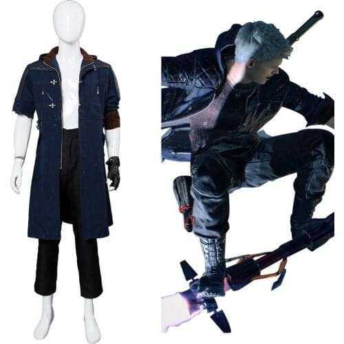 DMC 5 Nero Cosplay Costume Nero Jacket Coat Damaged Version Halloween Carnival Costumes