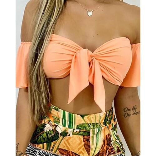 European and American new womens clothing two-piece apricot one-shoulder short suit