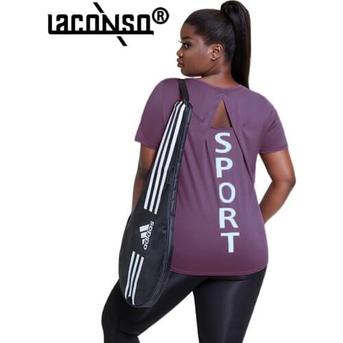 LACONSO Womens T-shirt Sports Top Polo Tank Large Size Jersey Runing Gym Yoga Fitness Sleeve Uniform Summer Angels Equipment