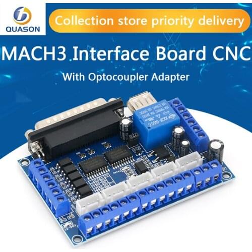 MACH3 Interface Board CNC 5 Axis With Optocoupler Adapter Stepper Motor Driver + USB cable