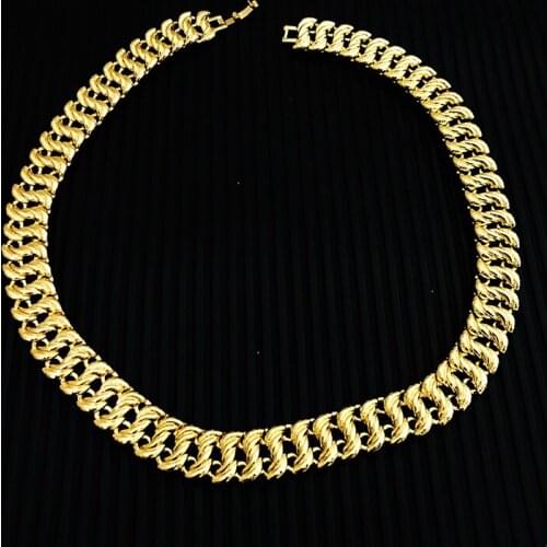 Men Womens Dubai Jewelry Sets Gold Color Alloy Steel Necklace Bracelet Set Hiphop Curb Cuban Thick Chain Wholesale Jewelry