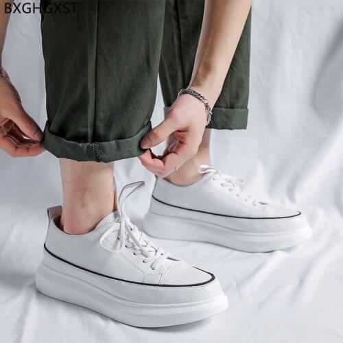 White Leather Casual Shoes Men Platform Shoes for Man 2021 Fashion Mens Shoes Casual Men Sneakers Zapatos Hombre Chaussure Homme