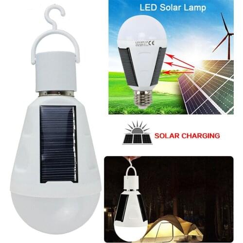 7W E27 Solar Lamp Powered outdoor Portable Led Bulb Light Solar Led Lighting with hook Camp Tent Night Fishing Light