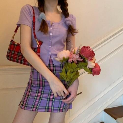 Multi-Color Plaid Skirt Summer 2020 New South Korean Version of the High-Waisted Skinny Wrap Skirt