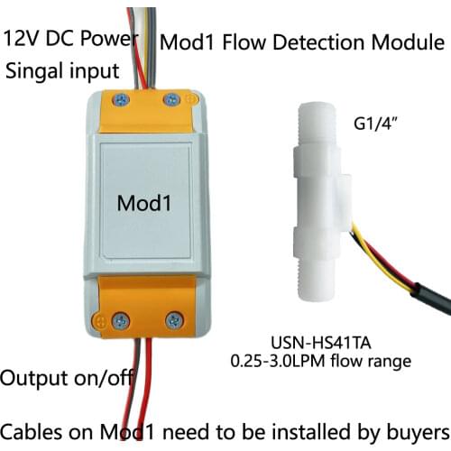 MOD1+USC-HS41TA 0.3-2.5 Water Flow Detection Module MOD1 and Hall water Flow Sensor USC-HS41TA iSentrol