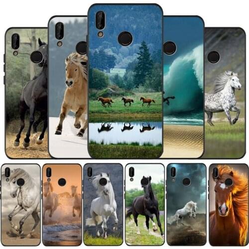 Horse Animal Running black Silicone soft Case For Huawei P40 P30 P20 P10 P9 Lite Pro 2019 P smart Y6 Y9 2018 Back cover Shell