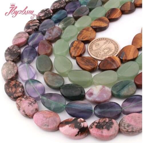 Natural Fluorite Quartz Rhodonite Agates Oval Twist Stone Beads Loose 13x18mm For DIY Necklace Jewelry Making 15" Free Shipping