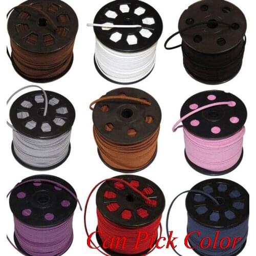 New style hot wonod 3mm x1.5mm 100 meter black brown Faux Flat Suede velvet Lace Leather Cord Jewelry accessories DIY Rope