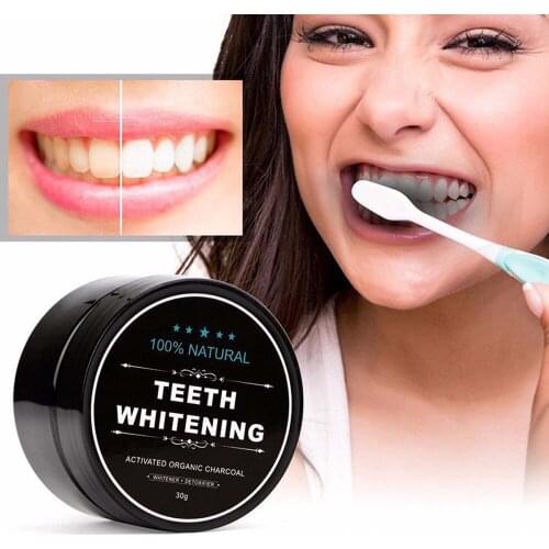 30g Teeth Whitening Activated Coconut Charcoal Powder Natural Tooth Whitening Charcoal Powder Oral Hygiene Cleaning Toothpaste