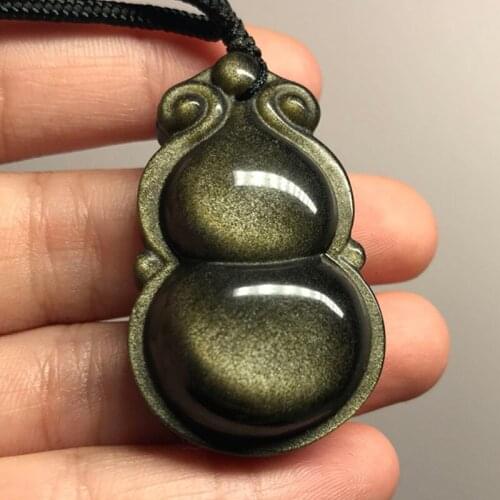 Drop Shipping Womens Necklace Pendant Natural Obsidian Gourd Pendant Gift for Women Fine Jade Jewelry Free Shipping