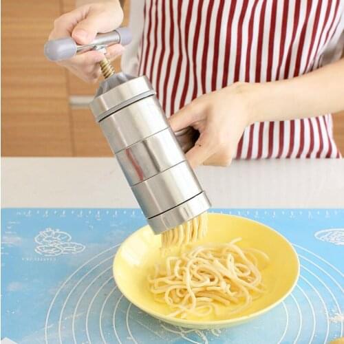 Stainless Steel 5 Styles Pasta Noodle Hand Maker Manual Press Machine Vegetable Cooking Tools Kitchen Accessories LX4342