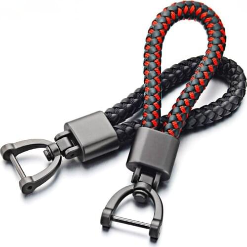 Hand Woven Leather Car KeyChain Detachable Metal 360 Degree Rotating Horseshoe Buckle Key Chain For Men High Quality Gift