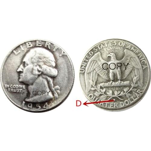US 1954D Washington Quarter Silver Plated Copy Coin