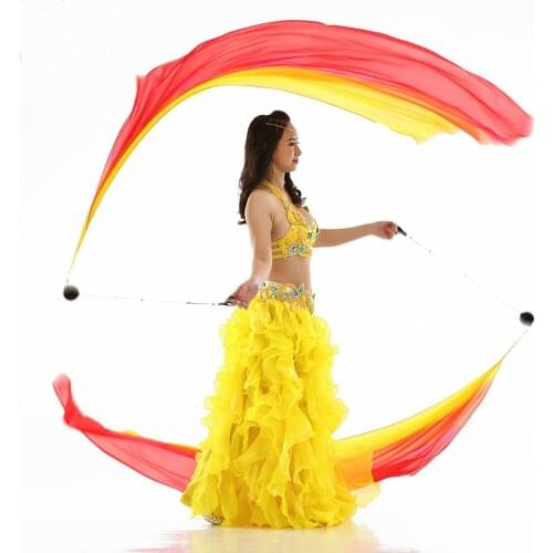 100% Real Silk Belly Dance Veil Poi Streamer for bellydancing accessory single only 1pc S/M/L/XL